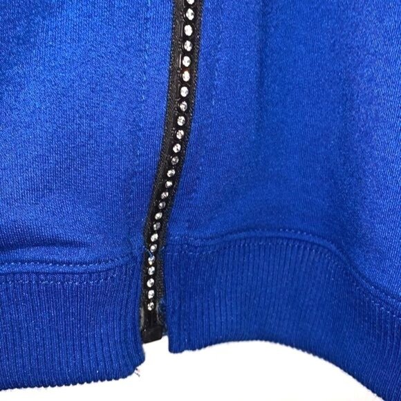 Drapers & Damons Ladies Blue Rhinestone Zip-Up Cardigan Jacket 100% Cotton Size - Picture 7 of 10